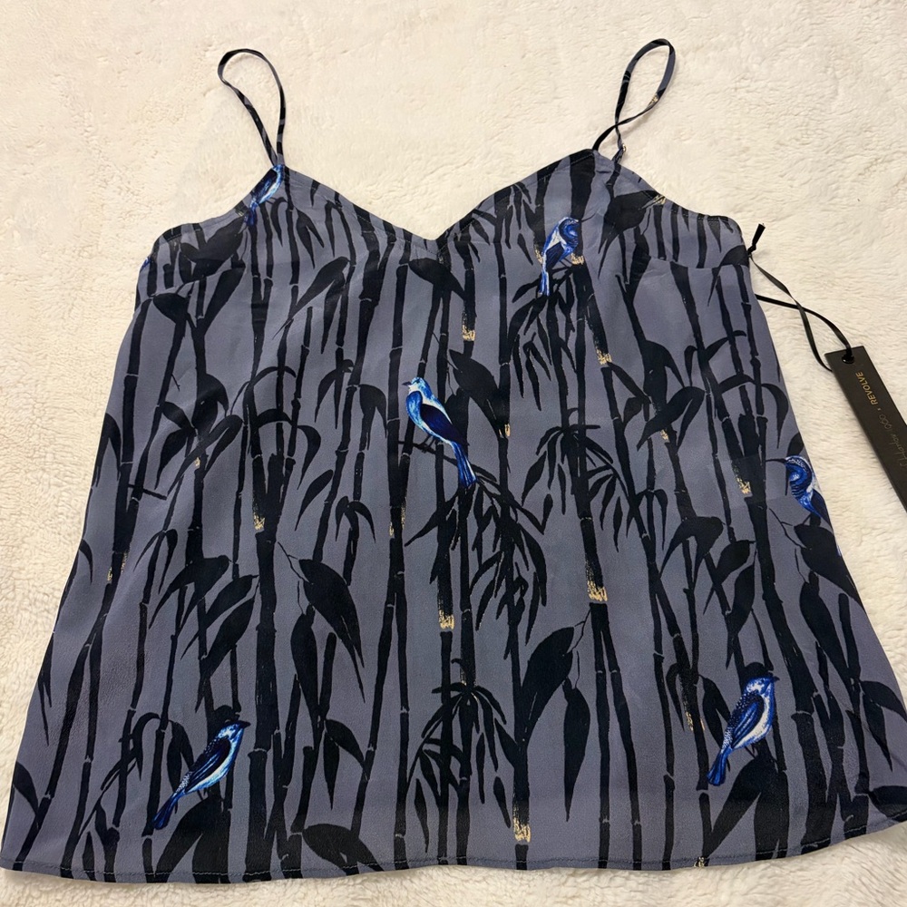 House of Harlow 1960 Gray Camisole with Blue Bird Print